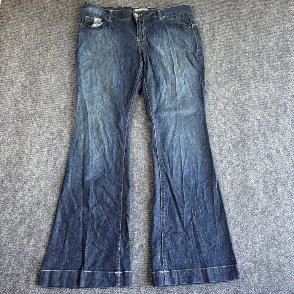 LEI Ashley Trouble Flare Leg Jeans Dark Wash Junior Size 13 Blue Denim 3411